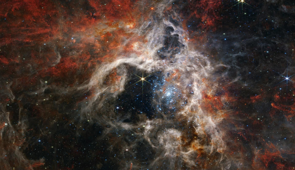 Webbov teleskop zobrazuje oblasť tvorby hviezd hmloviny Tarantula.