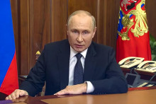 Ruský prezident Vladimir Putin počas príhovoru k národu vyhlásil čiastočnú mobilizáciu pred uskutočnením referend v štyroch ukrajinských regiónoch o pripojení k Rusku. FOTO TASR/AP
