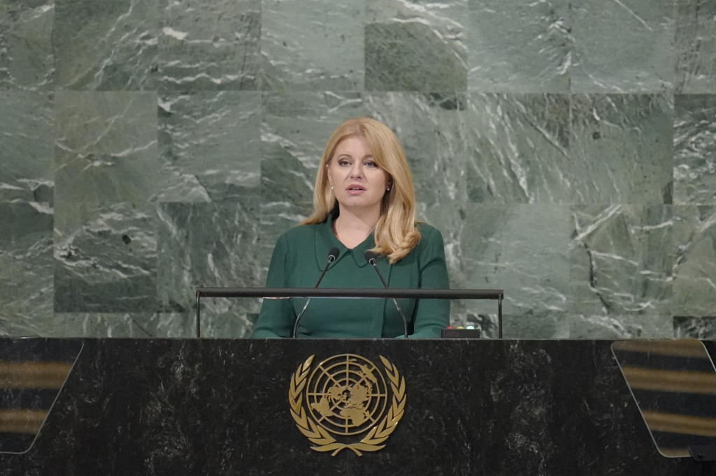 Slovenská prezidentka Zuzana Čaputová hovorí na 77. Valnom zhromaždení OSN