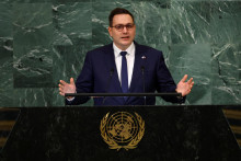 Český minister zahraničných vecí Jan Lipavský v prejave na zasadnutí Bezpečnostnej rady OSN. FOTO: REUTERS