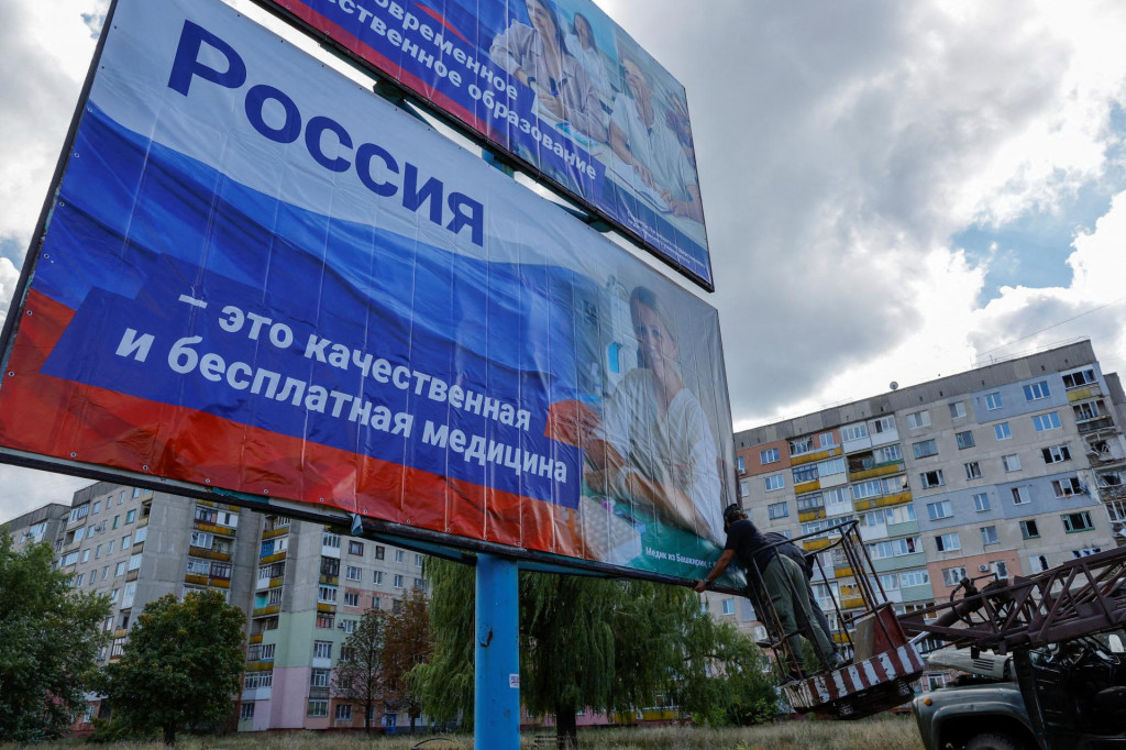 Proruské bilboardy na Ukrajine. FOTO: Reuters