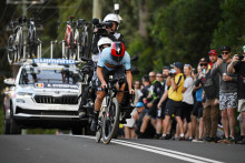 Belgický cyklista Remco Evenepoel počas majstrovstiev sveta v v austrálskom Wollongongu, ktoré vyhral. FOTO: Reuters