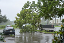 

Poryvy hurikánu Ian začínajú rúcať malé stromy a palmy na hotelovom parkovisku v Sarasote. FOTO: Reuters