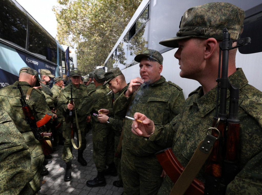 Záložníci odvedení počas čiastočnej ruskej mobilizácie. FOTO: REUTERS