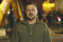Ukrajinský prezident Volodymyr Zelenskyj reční v Kyjeve. FOTO: TASR/AP