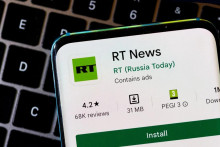Ruská štátna televízia RT (Russia Today). FOTO: REUTERS