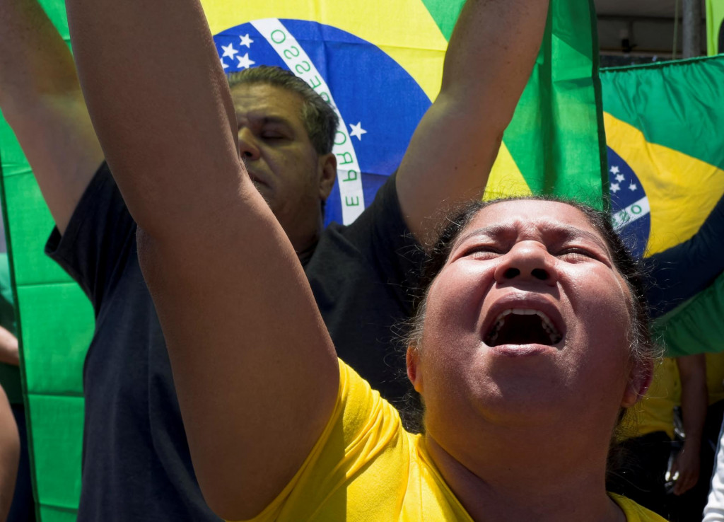 Stúpenci brazílskeho prezidenta Jaira Bolsonara. FOTO: Reuters