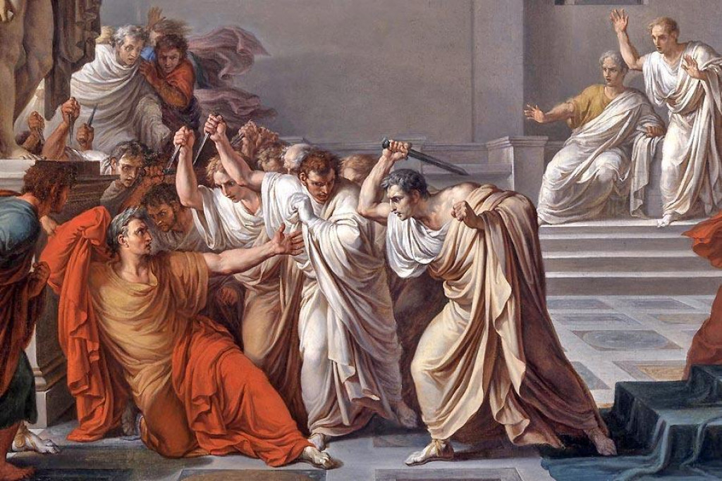 Caesarova smrť na obraze Vincenza Camucciniho zo začiatku 19. storočia. (ilustračná snímka)