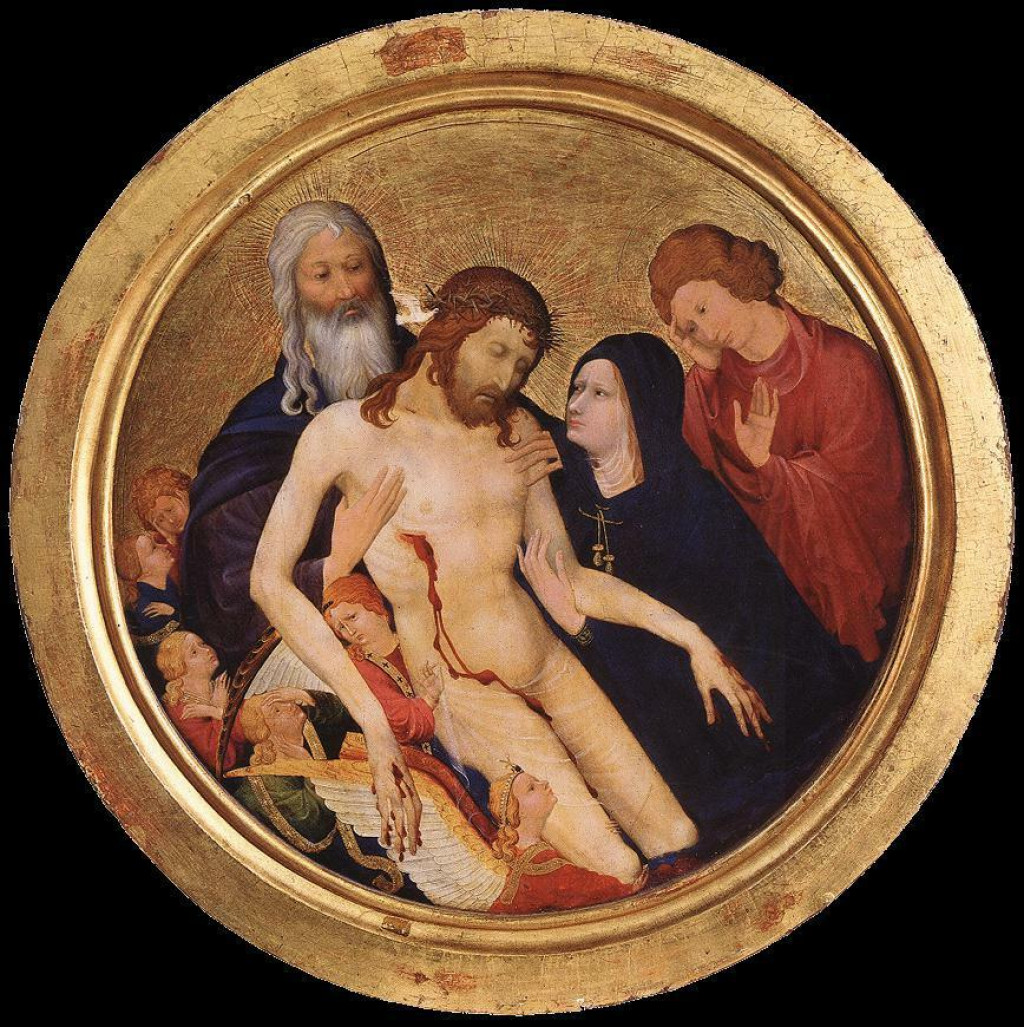 V kázni boli zobrazené tri maľby vrátane diela Jeana Malouela Pietà z roku 1400. Heath na nej poukázal na Ježišovu bočnú ranu a krv tečúcu do slabín.