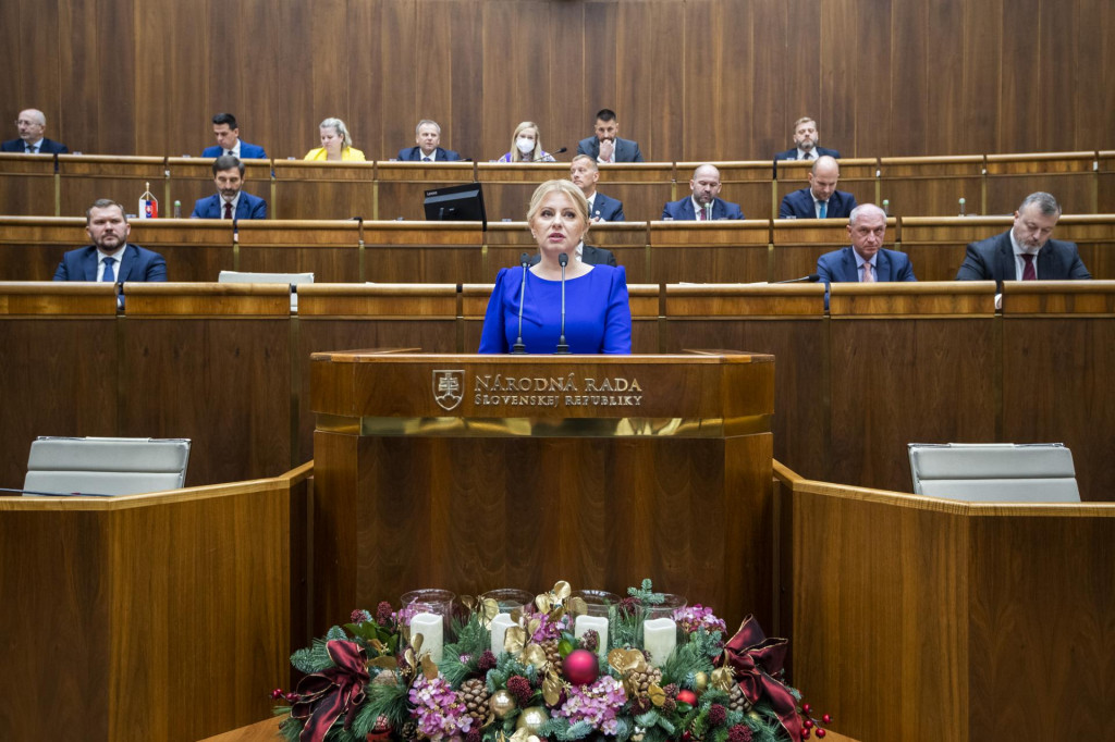 Prezidentka Zuzana Čaputov&aacute; vystupuje so spr&aacute;vou o stave Slovenskej republiky. FOTO:TASR/Jaroslav Nov&aacute;k
