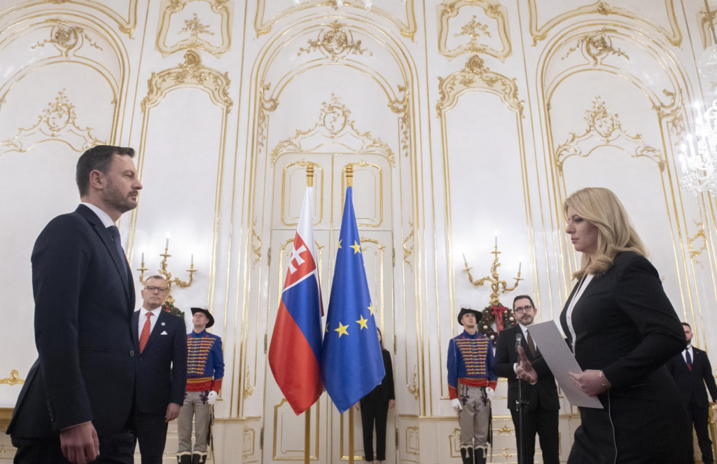 Na snímke prezidentka Zuzana Čaputová odvolala vládu Eduarda Hegera. FOTO: TASR/Martin Baumann
