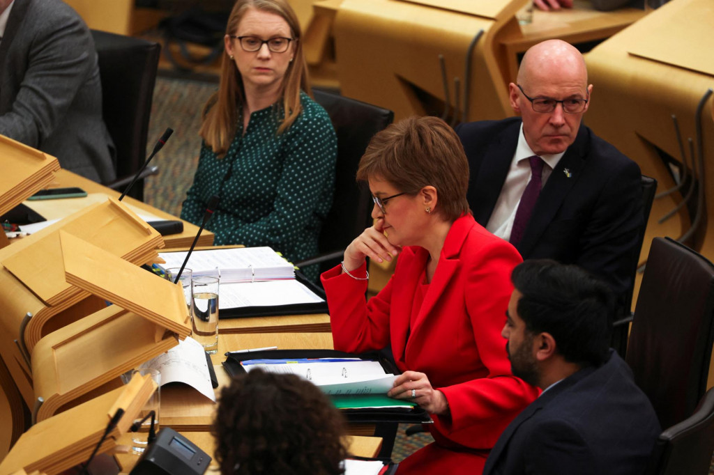 Prvá ministerka Škótska Nicola Sturgeon v škótskom parlamente. FOTO: Reuters