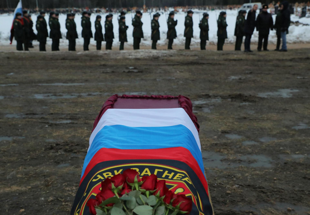 Rakva Dmitrija Menšikova, žoldniera Wagnerej skupiny zabitého na Ukrajine. FOTO: REUTERS