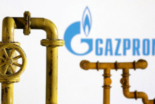 Logo ruskej spoločnosti Gazprom. FOTO: Reuters