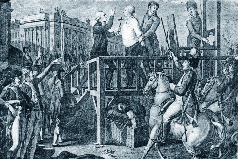 Exécution dans l’intérêt du bien public.  Cour avec Louis XVI.  c’était censé être formel, sa défense n’a pas été prise en compte