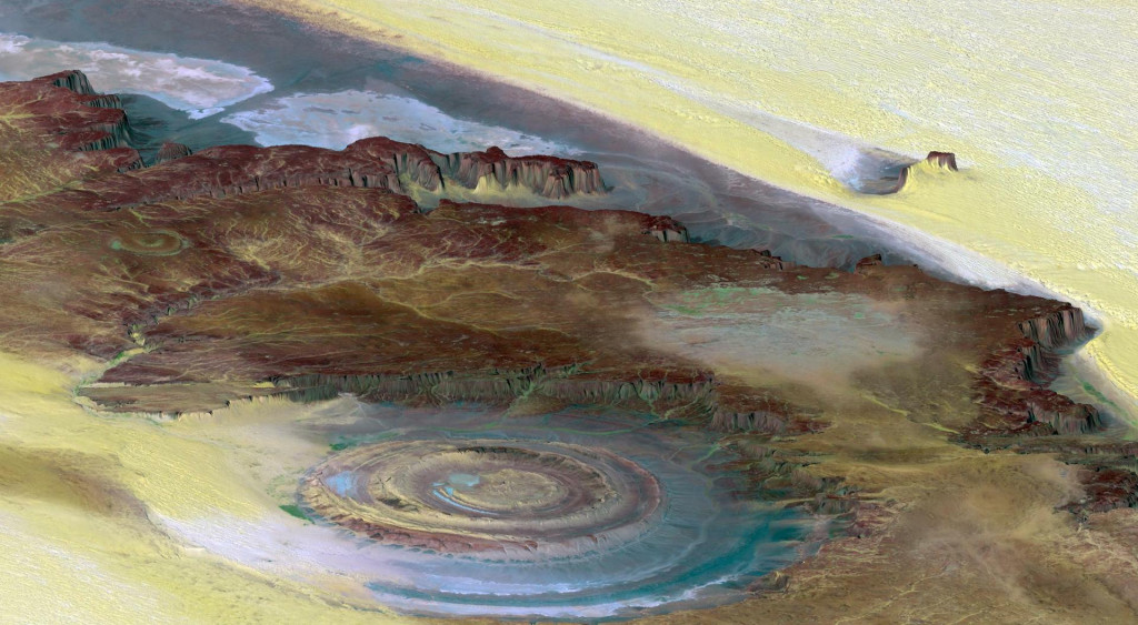 Pohľad na Oko Sahary z vesmíru.
