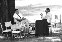 Rokovanie medzi Vladimírom Mečiarom (vľavo) a Václavom Klausom (vpravo) v Brne 26. augusta 1992. FOTO: TASR/P. Brenkus