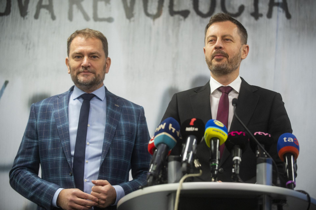 Igor Matovič a Eduard Heger začínajú v OĽaNO súperiť o líderstvo. FOTO: TASR/J. Kotian