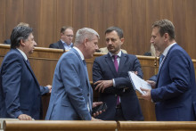 Na snímke Ján Budaj, Vladimír Lengvarský, Eduard Heger a Samuel Vlčan. FOTO: TASR/Martin Baumann