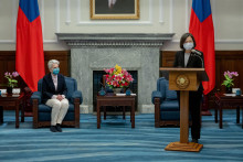 Taiwanská prezidentka Cchaj Jing-wen počas prejavu. FOTO: TASR/AP