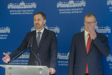 Dočasne poverený premiér Eduard Heger a šéf parlamentu Boris Kollár. FOTO: TASR/Martin Baumann