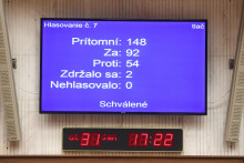 Tabuľa s výsledkom hlasovania o predčasných voľbách počas 82. schôdze NRSR v Bratislave. FOTO: TASR/Martin Baumann