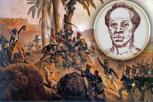 Povstania otrokov zachvátili v prvej polovici 19. storočia viaceré ostrovy v Karibiku. Na portréte vpravo hore je vodca jedného z nich Sam Sharpe.