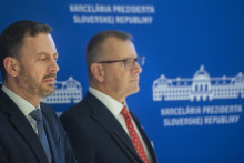 Premiér Eduard Heger a predseda parlamentu Boris Kollár. FOTO: TASR/M. Baumann