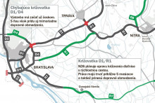Cestovanie po diaľnici D1 medzi Bratislavou a Trnavou bude komplikovať nielen dostavba chýbajúcej križovatky D1/D4, ale aj oprava kľúčového križovania autostrády s rýchlostnou cestou R1 pri Trnave. INFOGRAFIKA: HN/Vladimír Filipko