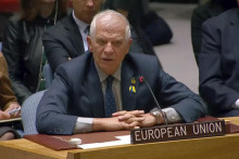 Šéf európskej diplomacie Josep Borrell na zasadnutí Bezpečnostnej rady OSN na úrovni ministrov zahraničných vecí, v sídle OSN v New Yorku. FOTO: TASR/AP
