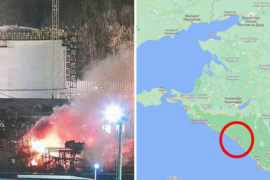 Výbuchy v ruskom meste Tuapse. FOTO: Ukraine Front Lines/Google Maps