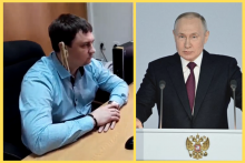 Ruský regionálny politik počúval Putinov prejav so špagetami na ušiach.