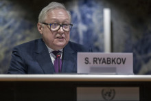 Námestník ruského ministra zahraničných vecí Sergej Riabkov počas prejavu Konferencii OSN. FOTO: TASR/AP