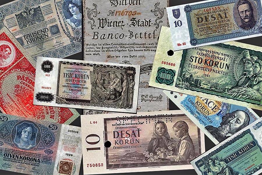 Bankocetle, guldeny, koruny. Papierové platidlá sa u nás často menili, niektoré bankovky boli terčom vtipov