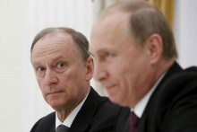 Tajomník Bezpečnostnej rady Ruska Nikolaj Patrušev s prezidentom Vladimirom Putinom.