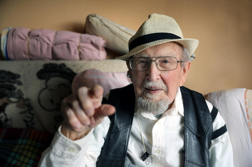 101- ročný František Marek v Žiline. FOTO: HN/Pavol Funtál