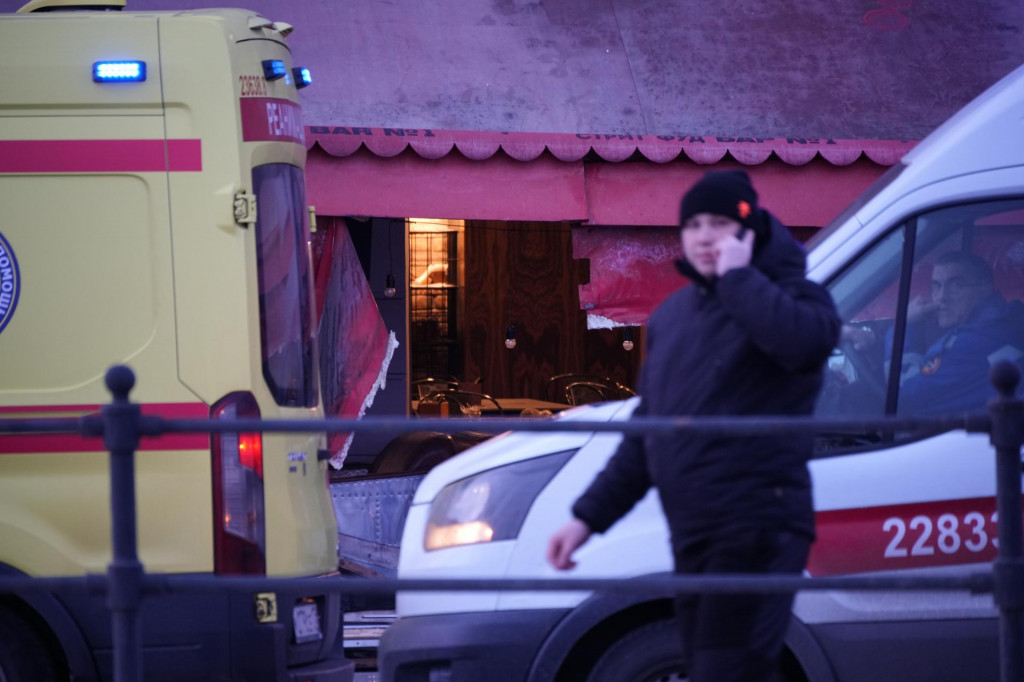 Kaviareň v Petrohrade, v ktorej pri explózii zahynul ruský provojnový bloger Vladlen Tatarskij. FOTO: TASR/AP