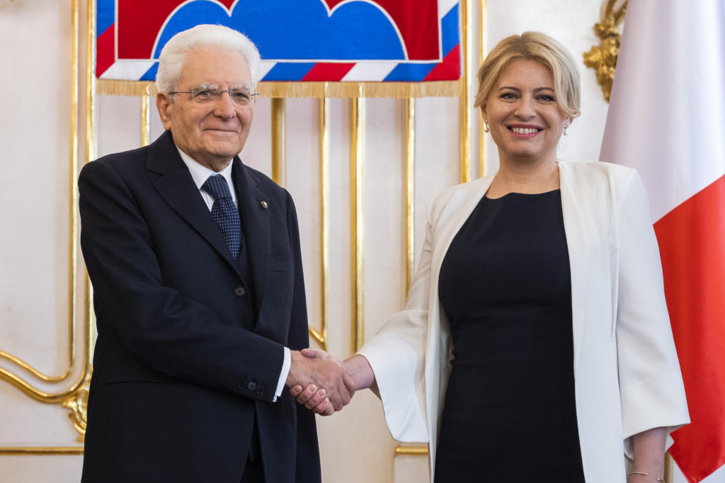 Taliansky prezident Sergio Mattarella a slovenská prezidentka Zuzana Čaputová. FOTO: TASR/Jaroslav Novák