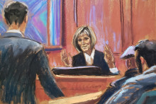 Bývalá publicistka časopisu Elle E. Jean Carrollová odpovedá na otázky svojho právnika Michaela Ferrara počas občianskeho súdneho procesu, ktorý má rozhodnúť, či bývalý prezident USA Donald Trump znásilnil Carroll v šatni obchodného domu Bergdorf Goodman v polovici 90. rokov. FOTO: Reuters