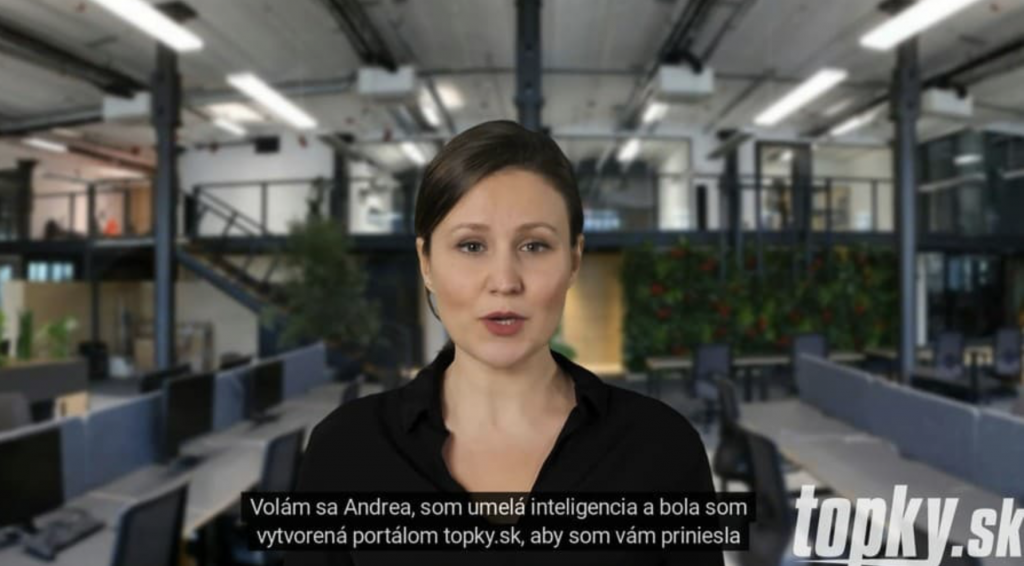 Andrea moderuje správy na portáli Topky.sk. Nie je to živý človek, ale umelá inteligencia.