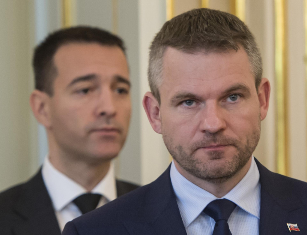 Tom&aacute;&scaron; Drucker a Peter Pellegrini. SN&Iacute;MKA: TASR/Martin Baumann
