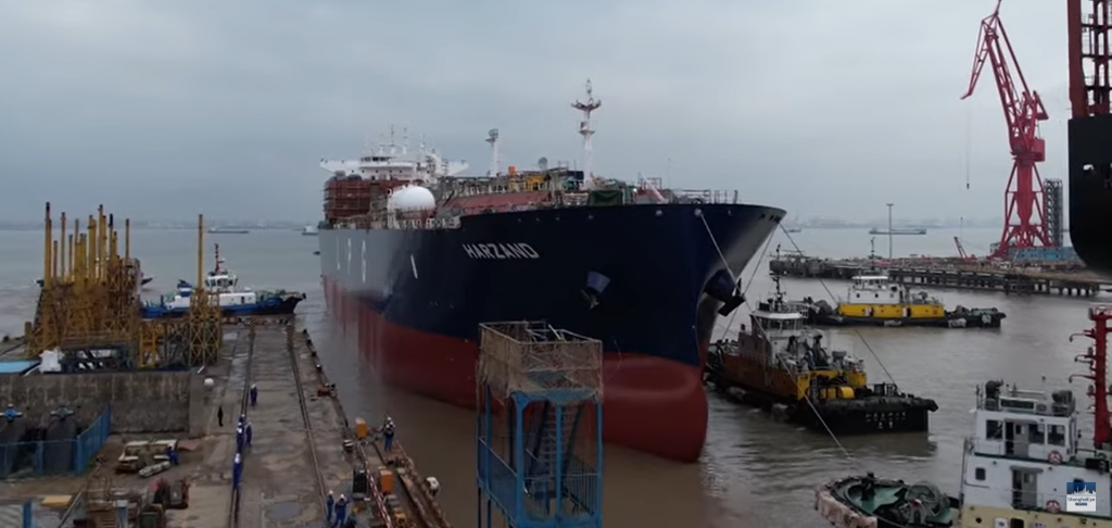 Nový tanker na prepravu LNG od Jiangnan Shipyard. FOTO: YouTube.com/@ShanghaiEyeMagic
