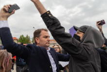 Igor Matovič na utorkovom proteste.