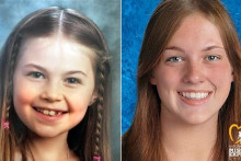 Kayla Unbehaun vľavo približne v čase jej zmiznutia v roku 2017. Vpravo je jej počítačom upravená fotografia na vek 14 rokov. FOTO: Národné centrum pre nezvestné a zneužívané deti USA