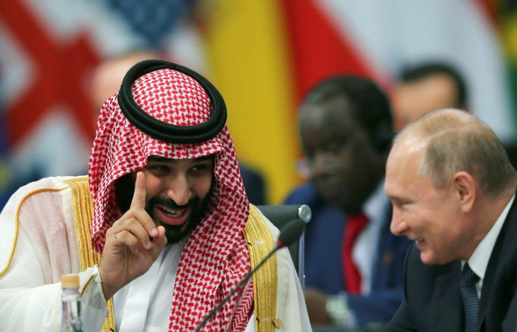 Dvaja mocipáni na čiernej listine Západu, saudskoarabský korunný princ Mohamed bin Salmán a ruský prezident Vladimir Putin. FOTO: Reuters