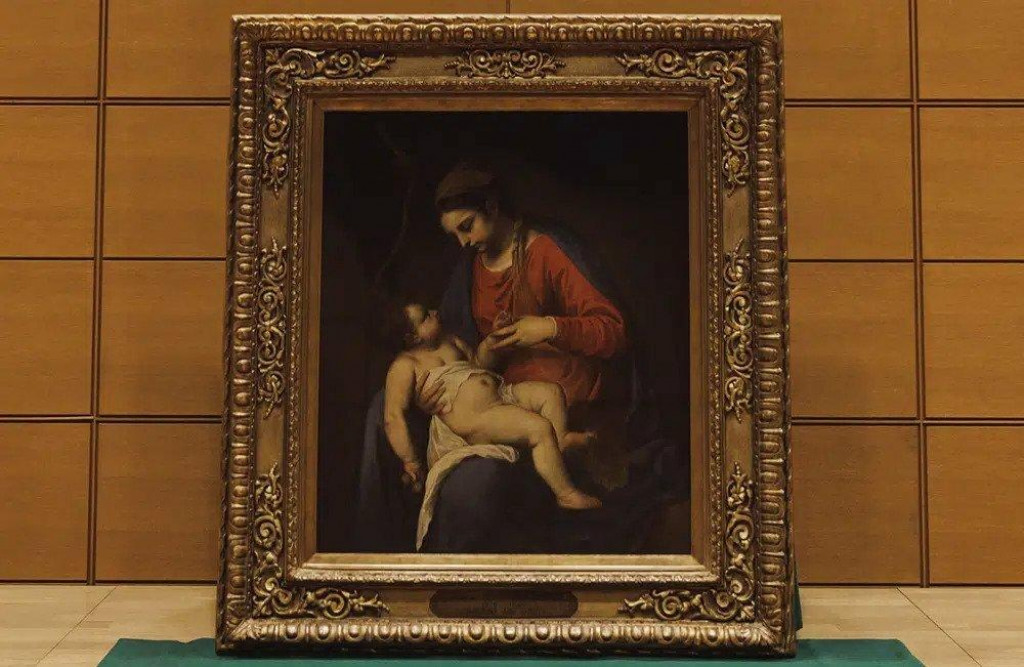 Madona s dieťaťom, obraz zo 16. storočia pravdepodobne od talianskeho maliara Alessandra Turchiho.. FOTO: TASR/AP