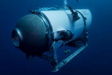 Na nedatovanej snímke vydanej spoločnosťou OceanGate Expeditions malá ponorka Titan. FOTO: TASR/AP
