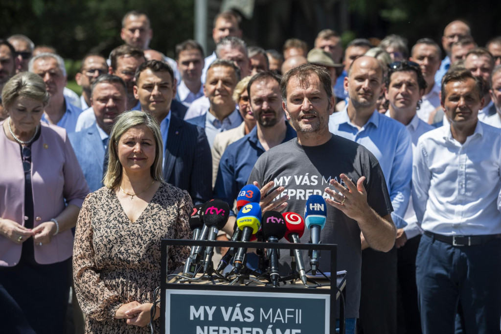 Na predstavenie kandidátky Igor Matovič symbolicky využil Námestie SNP. FOTO: TASR/J. Novák