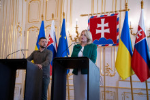 Volodymyr Zelenskyj a Zuzana Čaputová sa stretli v Prezidentskom paláci. FOTO: Katarína Kincelová