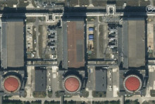 Na leteckej snímke zverejnenej Planet Labs PBC Záporožská jadrová elektráreň v meste Záporožie na juhu Ukrajiny. FOTO: TASR/AP